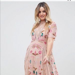 Long dress with beading & embroidery